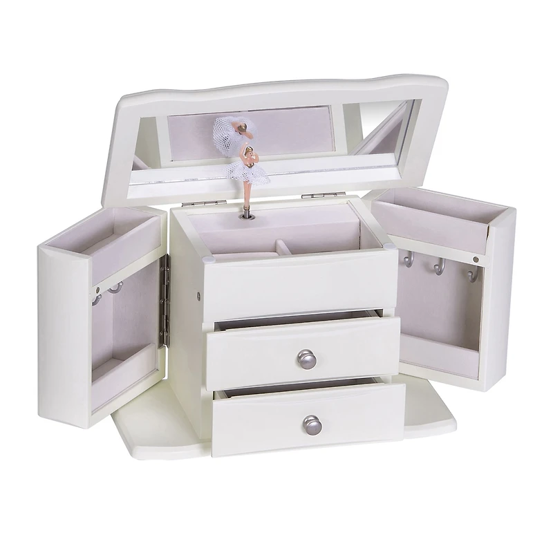 Mele and Co Angelica Musical Ballerina Jewellery Box - White