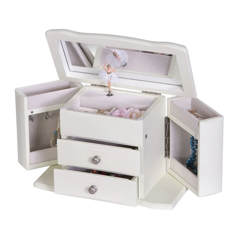 Mele and Co Angelica Musical Ballerina Jewellery Box - White