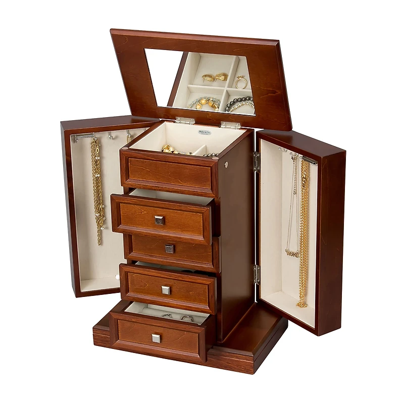 Mele and Co Thea Finish Wooden Jewellery Box - Walnut
