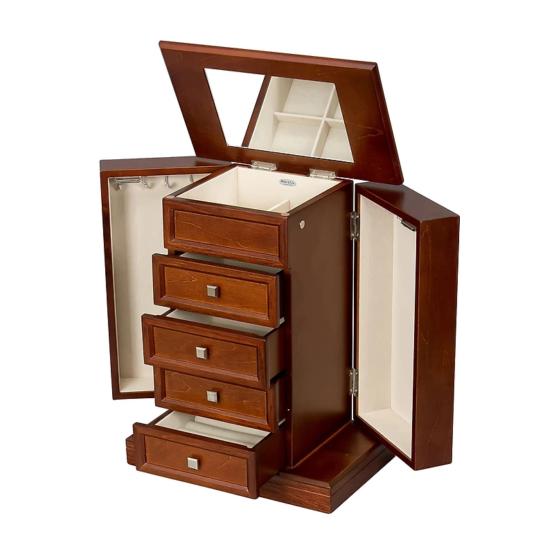 Mele and Co Thea Finish Wooden Jewellery Box - Walnut