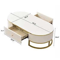 Modern Oval Coffee Table with Drawers