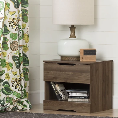 Holland 1-Drawer Nightstand With Storage - Brown