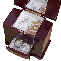 Mele and Co Waverly Finish Glass Top Wooden Watch Box - Cherry