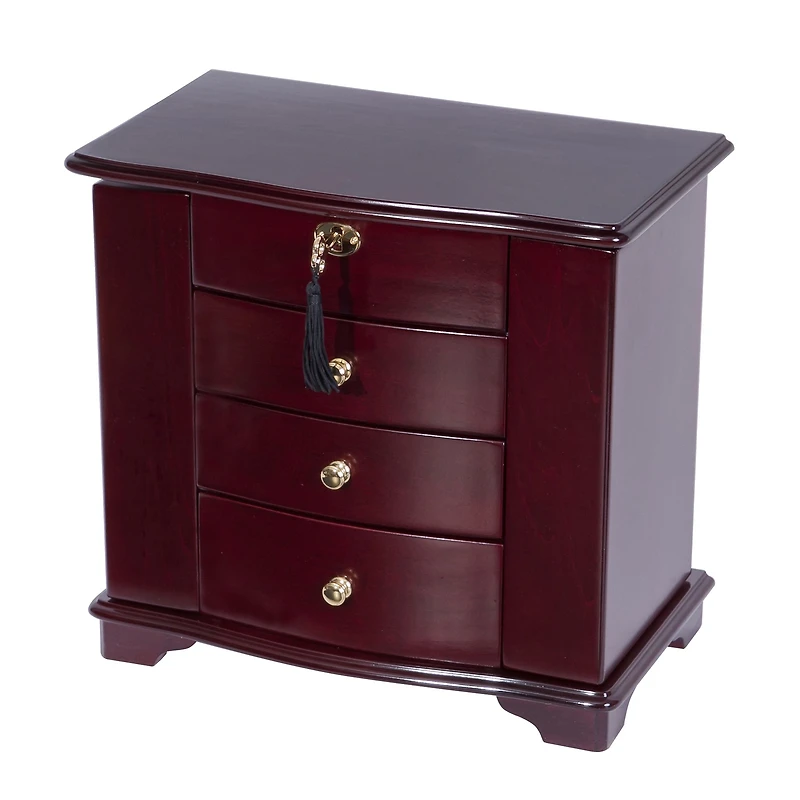 Mele and Co Waverly Finish Glass Top Wooden Watch Box - Cherry