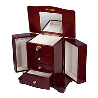 Mele and Co Waverly Finish Glass Top Wooden Watch Box - Cherry