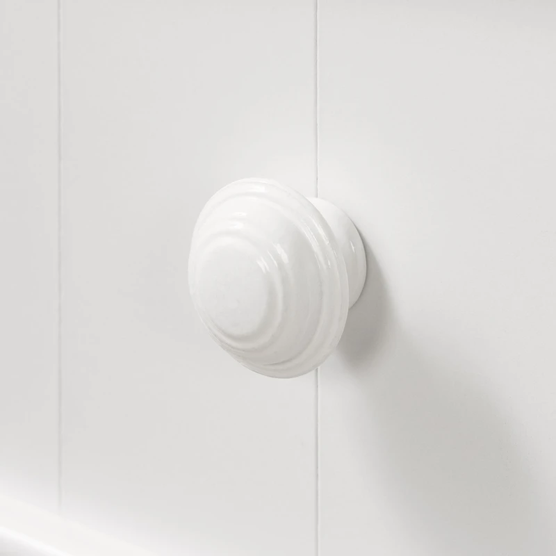 Sarah Table à langer étroite avec tiroirs et rangement ouvert - Blanc pur