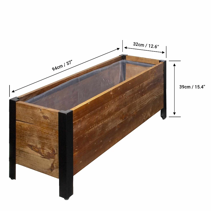 Urban Garden Rectangular Recycled Wood and Metal Planter - 35''