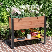 Urban Garden Raised Recycled Wood and Metal Planter with Shelf