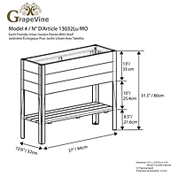 Urban Garden Raised Recycled Wood and Metal Planter with Shelf