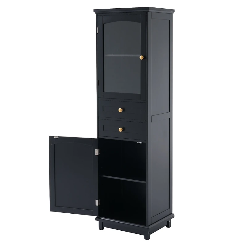 Armoire de rangement haute avec portes en verre – 63 po