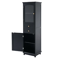 Armoire de rangement haute avec portes en verre – 63 po