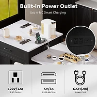 82.7" Black Kitchen Island with Extendable Table