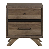 Flam 2-Drawer Nightstand in Natural Walnut and Matte Black by South Shore Furniture