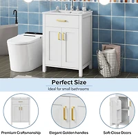 Ensemble meuble-lavabo blanc avec lavabo en céramique – 24 po