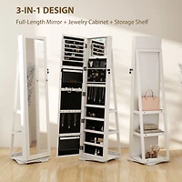 Lockable Jewelry Armoire with Mirror