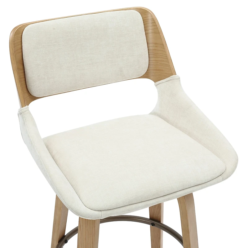 Hudson Tabouret de comptoir - Tissu beige/fini naturel