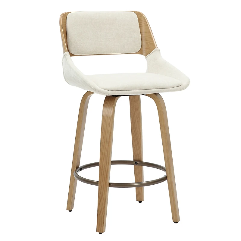 Hudson Counter Stool - Beige Fabric/Natural Finish