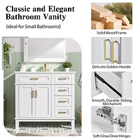 White Bathroom Vanity with Sink - 36"