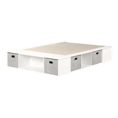 Flare Lit plateforme avec rangement et paniers - Blanc pur