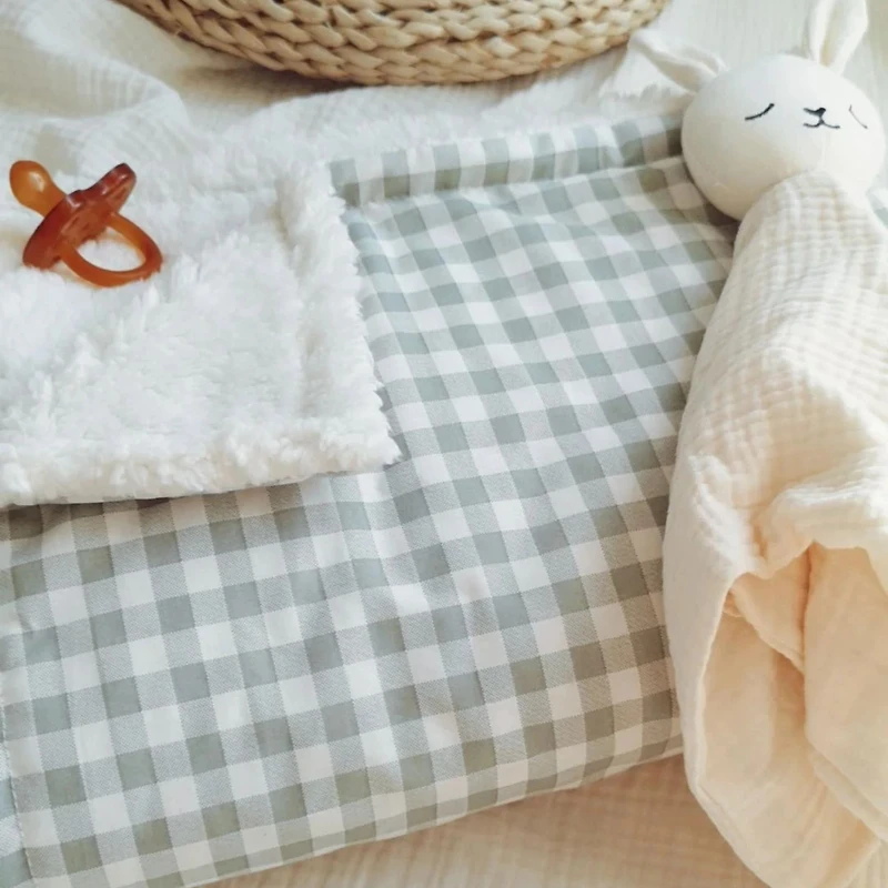 Checkerboard Baby Blanket - Sage