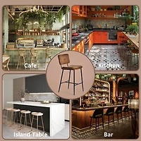 Brown Suede Bar Stools Set of 2, 27.2" Seat Height