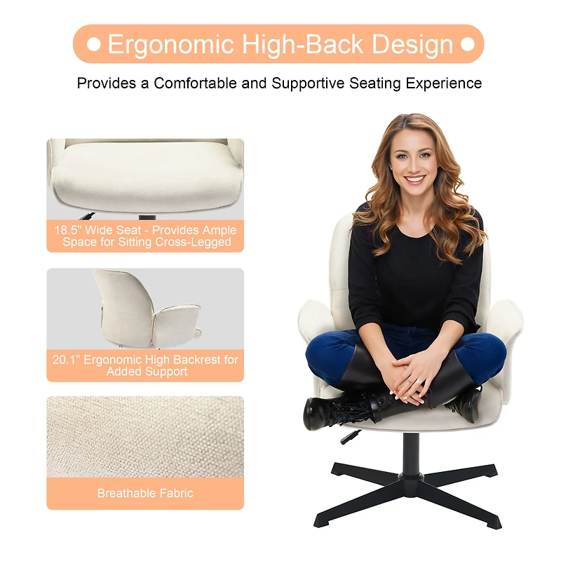 Chaise d'appoint moderne en tissu beige ivoire