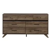 Flam 7-Drawer Double Dresser Storage Unit Natural Walnut and Matte Black by South Shore Furniture