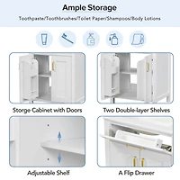 White Bathroom Vanity Combo with Ceramic Sink - 24"