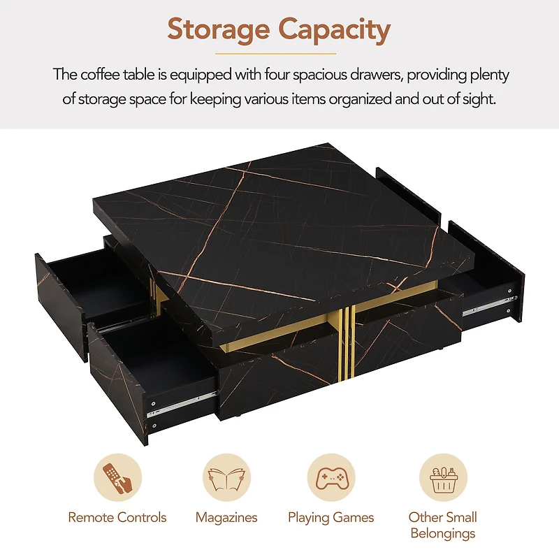 Modern Coffee Table with 4 Drawers