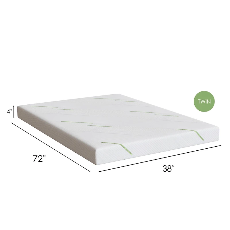 Gel Memory Foam Sofa Mattress, 4" - White