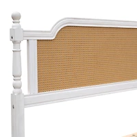 Traditional Rattan Queen Bed Frame Antique Walnut