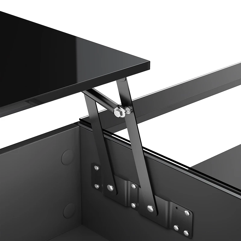 High Gloss Black LED Coffee Table with Lift Top & Glass Surface