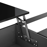 High Gloss Black LED Coffee Table with Lift Top & Glass Surface