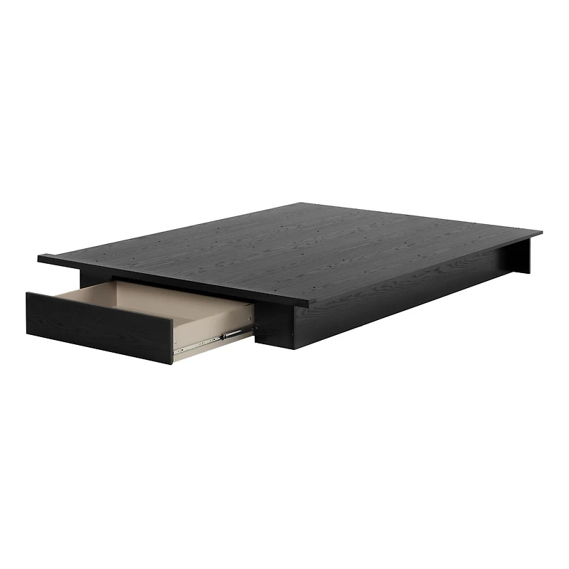 Harlow Full/Queen Platform Bed with drawer Black Oak
