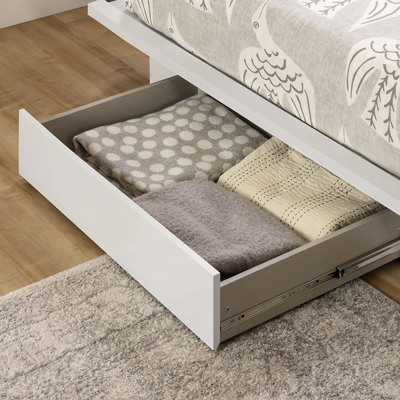 Holland Queen Platform Bed with Drawer - White