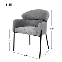 Set of 2 Modern Gray Upholstered Fabric Dining Chairs