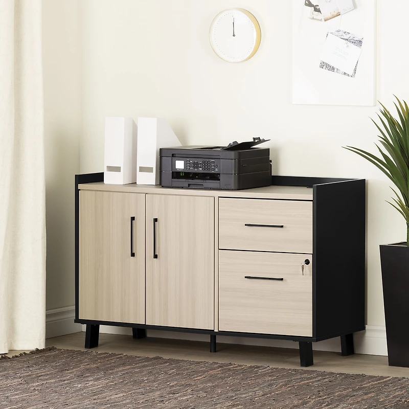 South Shore Furniture Kozack Crédence à 2 tiroirs avec portes
