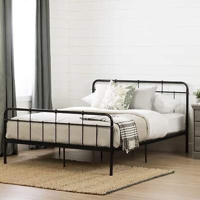 Versa Full Metal Platform Bed With Headboard - Black