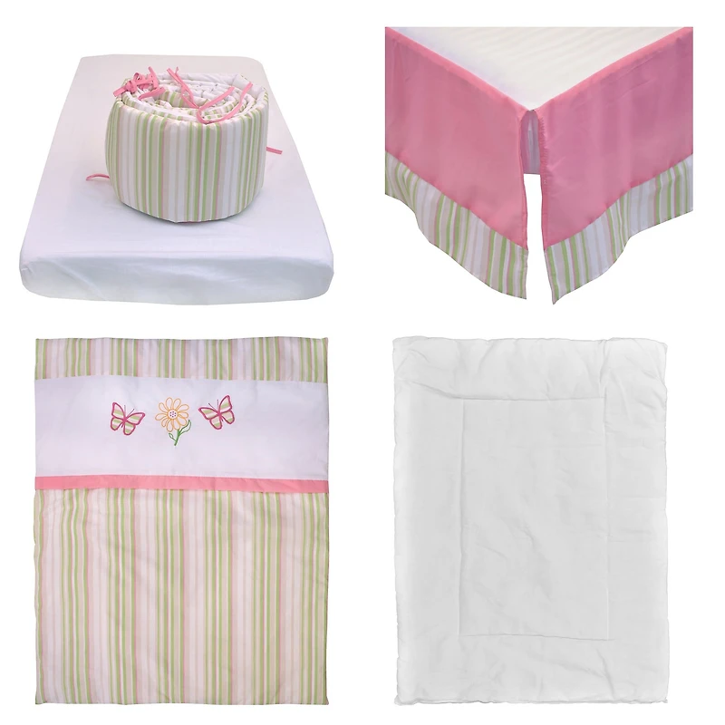 5-Piece Baby Bedding Set - Pink Butterfly Design