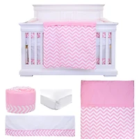 5-Piece Baby Bedding Set - Chevron Zigzag Pink