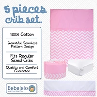 5-Piece Baby Bedding Set - Chevron Zigzag Pink