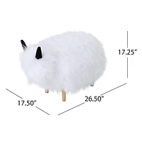 Pouf en faux yak blanc
