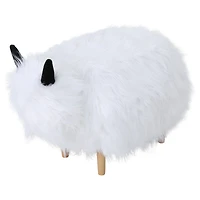 Pouf en faux yak blanc
