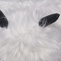 Pouf en faux yak blanc