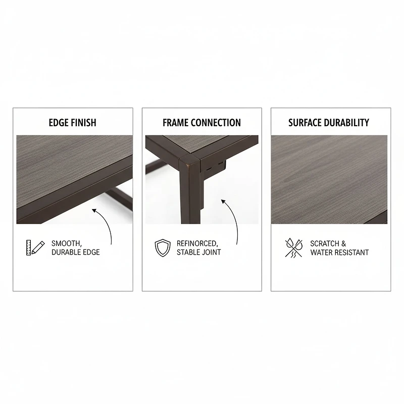 Modern Industrial Coffee Table, Driftwood Gray Finish - 34.25''