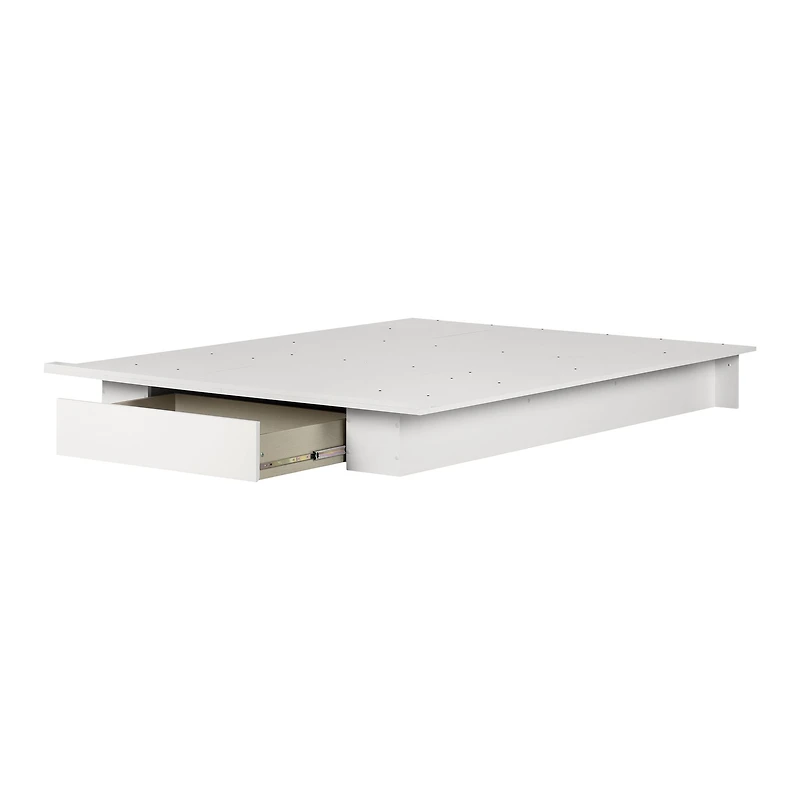Holland Queen Platform Bed with Drawer - White