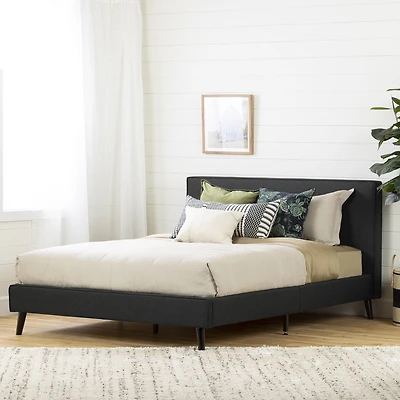 Lit plateforme queen Gravity moderne rembourré avec tête de lit