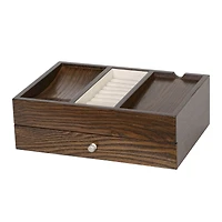 Mele and Co Rex Valet with Charging Cable - Dark Oak