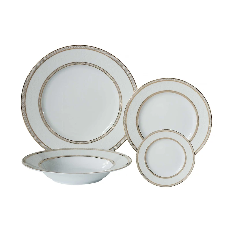 Majesty Gold 24-Piece Bone China Dinnerware Set by Brilliant