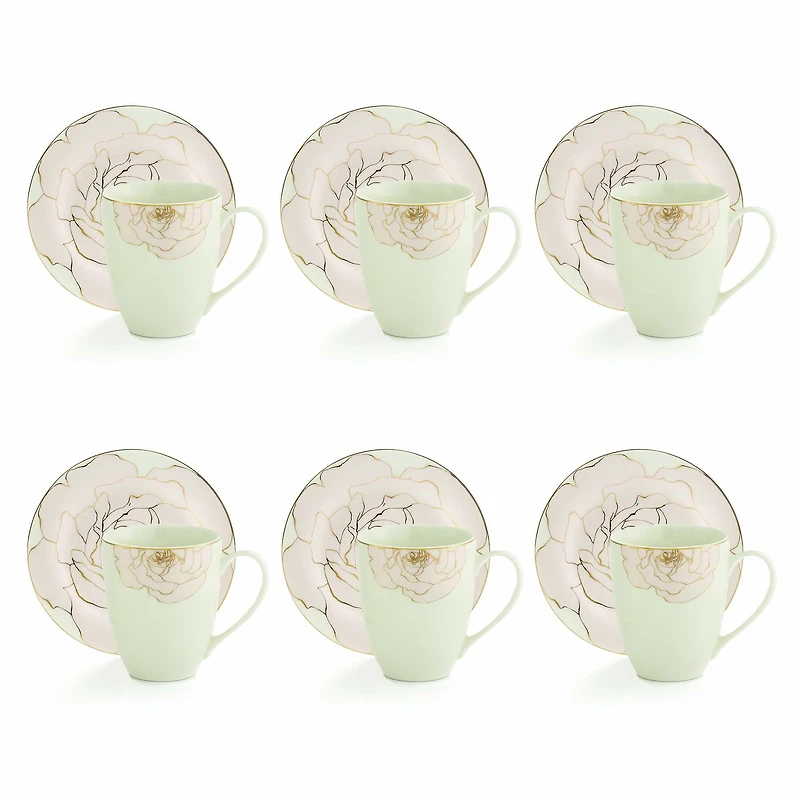 Ensemble de tasses et soucoupes Rose 12 pièces par Brilliant
